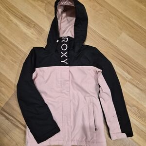 Roxy Kids Pink and Black Hooded Raincoat